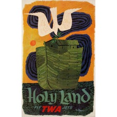 Circa 1950 original TWA poster David Klein– Holy Land Israel travel