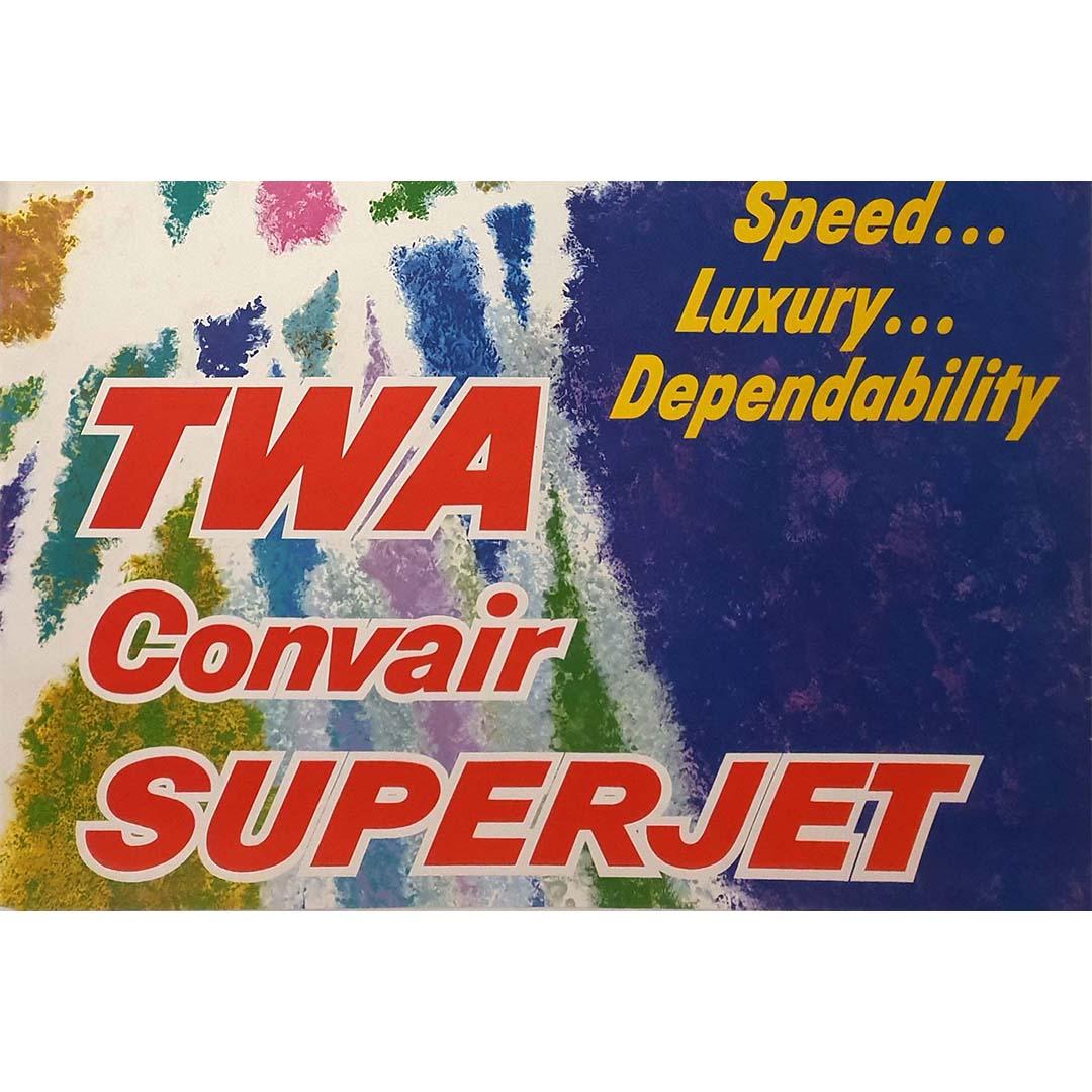  Circa 1960 Original vintage poster by David Klein - Convair 880 SuperJet TWA For Sale 2