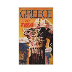 Circa 1960 TWA Greece Poster David Klein Travel Airline Art