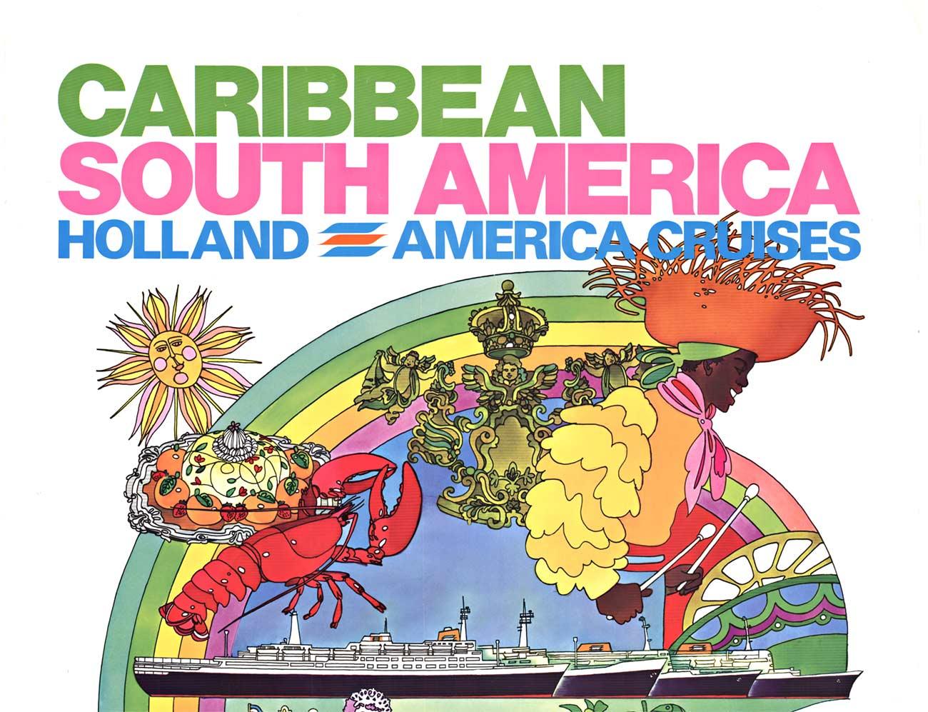 Original Caribbean - South America Cruise, Vintage-Reiseplakat (Beige), Landscape Print, von David Klein