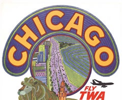 Original Chicago Fly TWA vintage travel poster