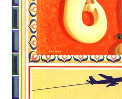 Original David Klein – India Fly TWA, c. 1960s Vintage Travel Poster  on linen
