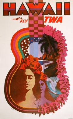 Poster originale di David Klein - Fly Twa Hawaii, 1960 ca.