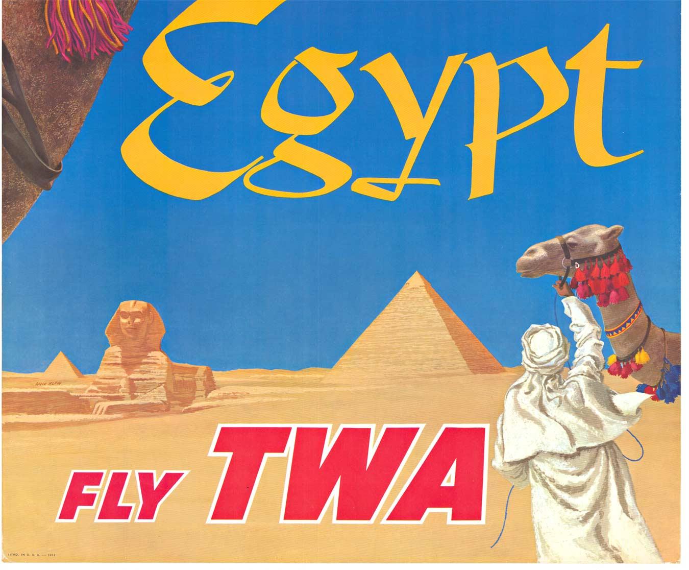 Original Egypt Fly TWA Airlines vintage poster  - American Realist Print by David Klein