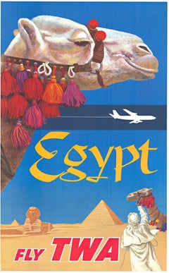 Original Egypt Fly TWA Airlines vintage poster 