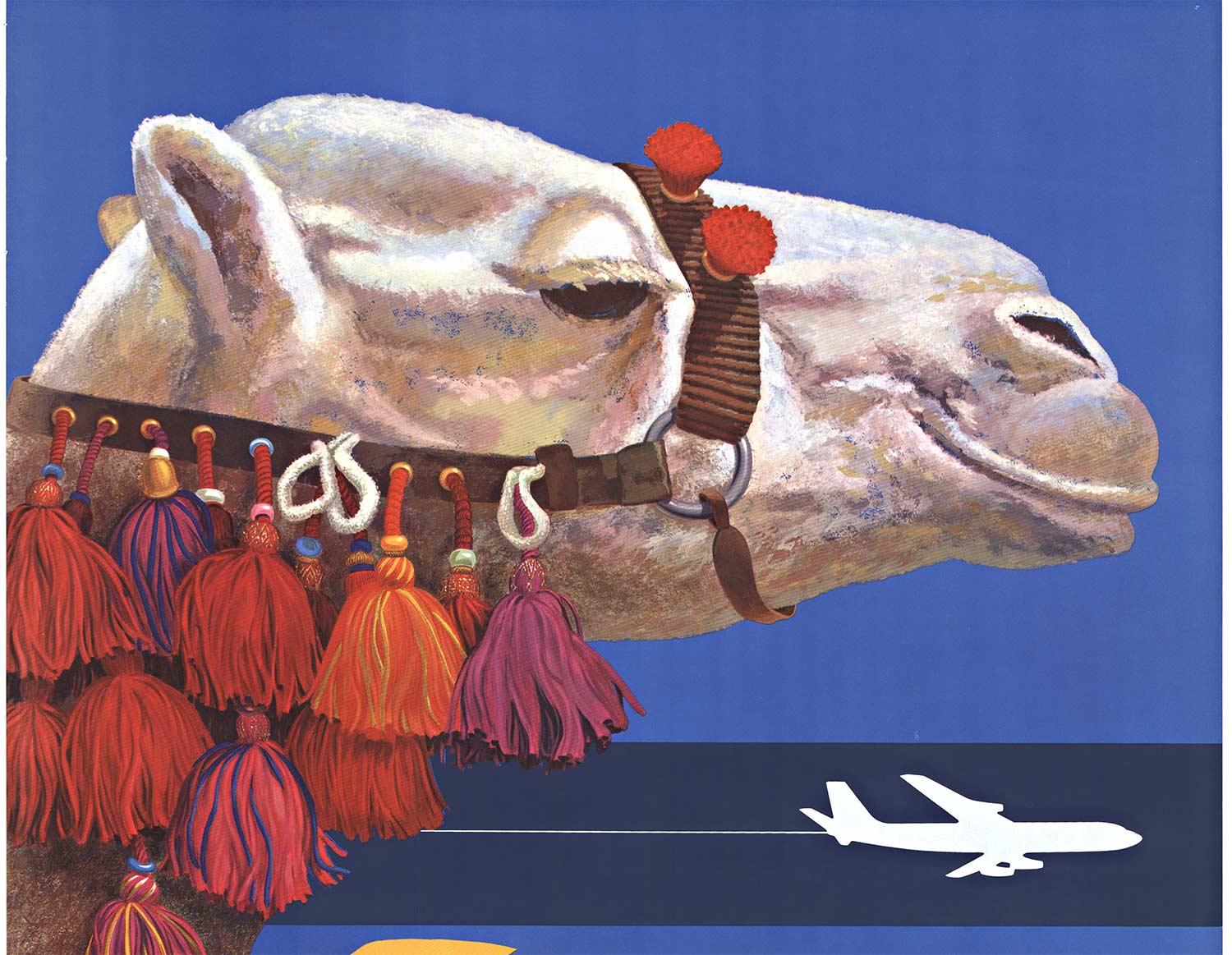 Original Egypt Fly TWA vintage airlines' travel poster  Camel - American Modern Print by David Klein