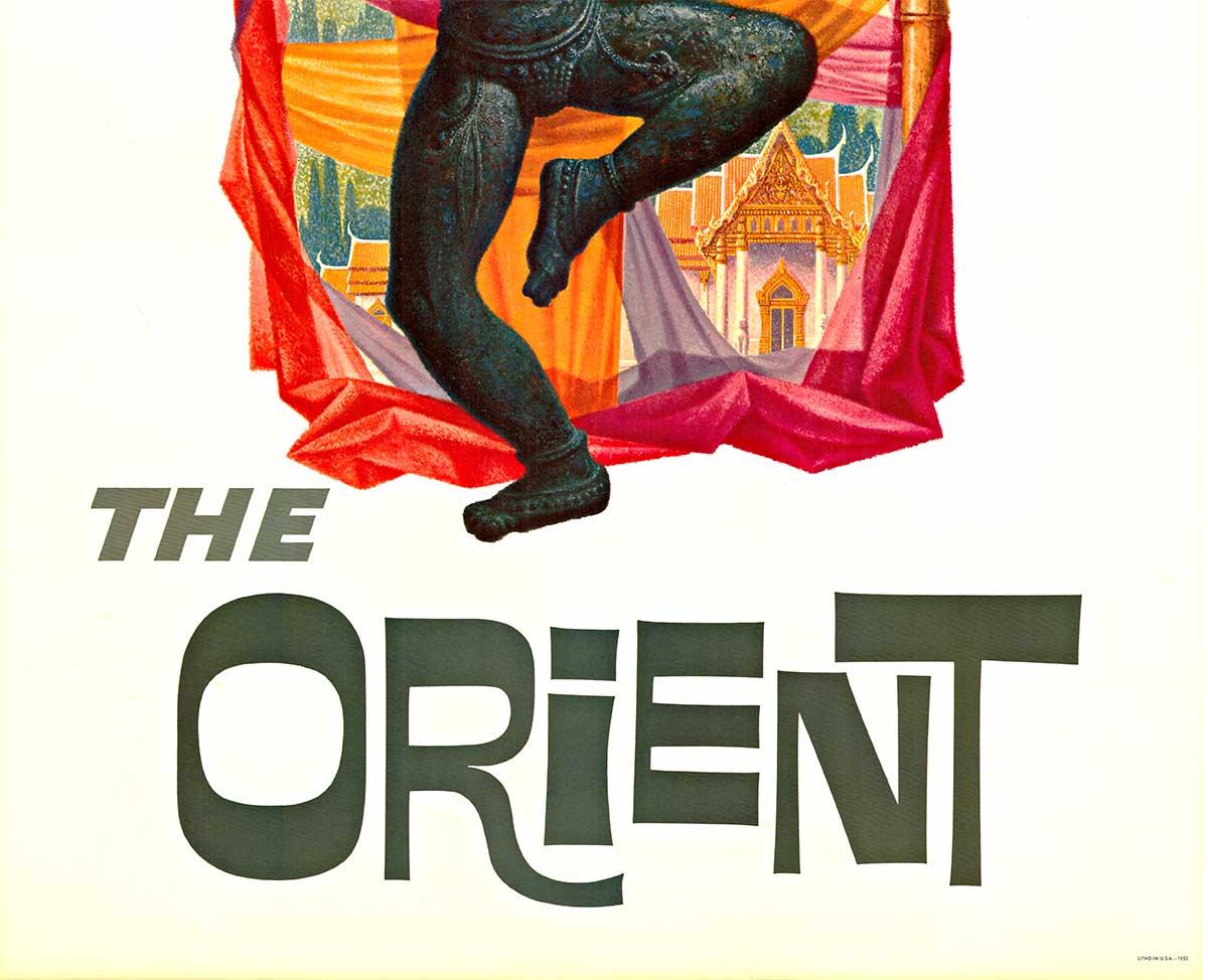 Poster di viaggio d'epoca originale Fly TWA The Orient - Print American Modern di David Klein