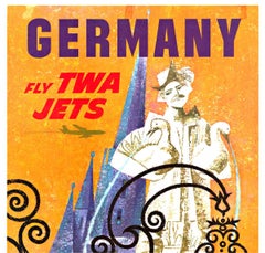 Vintage-Reiseplakat „Deutschland Fly TWA Jets“  Trans World Airlines