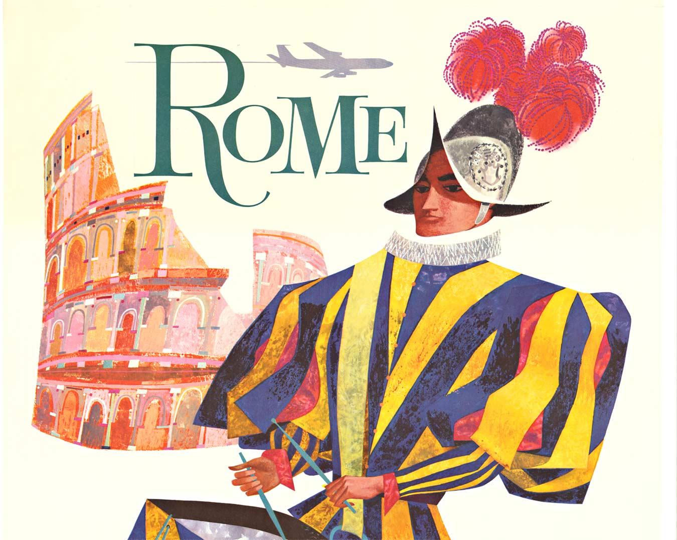 Original Rome Fly TWA Jets vintage American travel poster - Print by David Klein