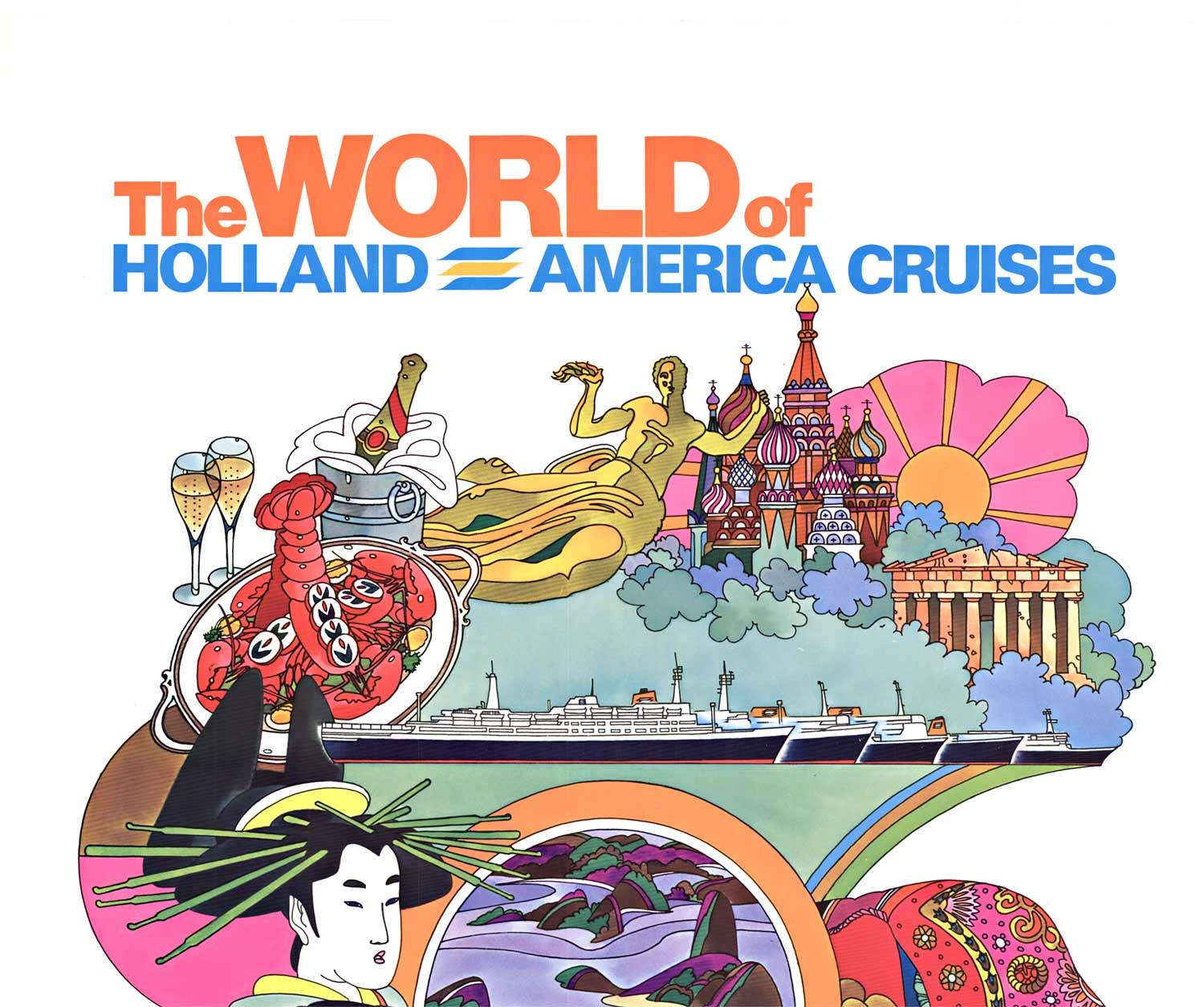 Affiche de voyage originale The World Holland American Cruises (The World Holland American Cruises) - Print de David Klein