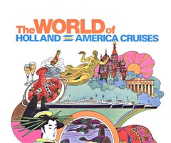 Affiche de voyage originale The World Holland American Cruises (The World Holland American Cruises)