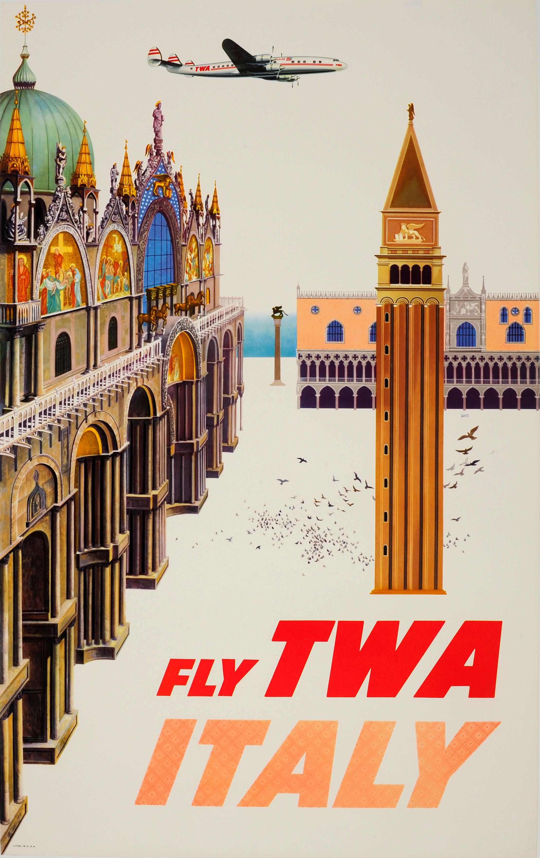Vintage Travel/Holiday Poster A1A2A3A4 Sizes Fly To FLORIDA.. With T.W.A 