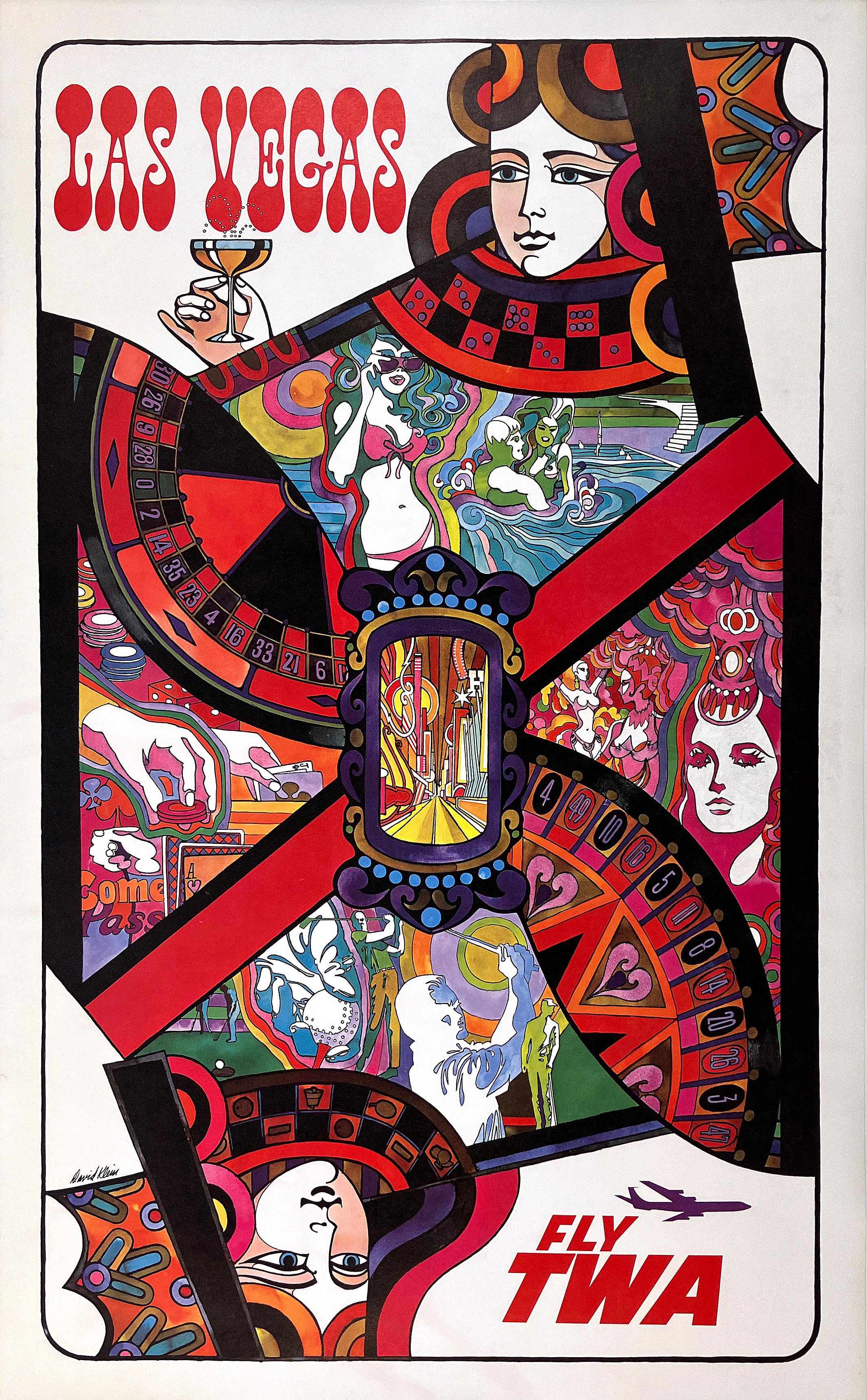 Questo fa parte di una serie di grandi poster creati dal noto artista americano David Klein. Klein (1918 - 2005) ha realizzato illustrazioni per produzioni teatrali di Broadway, film di Hollywood, per l'United States Army e per numerosi clienti