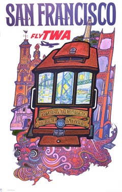 Original Vintage David Klein Fly TWA San Francisco Presidio Poster C1965