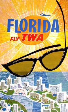 Original-Vintage-Poster „Fly TWA to Florida“, Vintage, von David Klein, um 1960