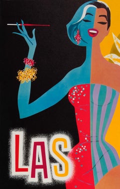Original Vintage Las Vegas Fly TWA Poster von David Klein:: Trans World Airlines:: Original