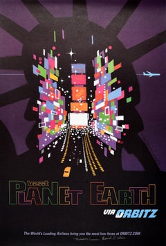 Original Vintage Travel Poster Visit Planet Earth Orbitz New York David Klein