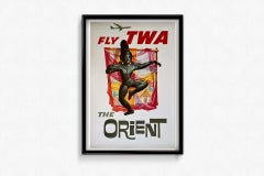 The circa 1960 original travel poster by David Klein titled "Fly TWA The Orient"