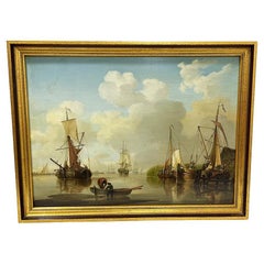 David Kleyne Dutch Painter, Oil Painting Seascape with Ships