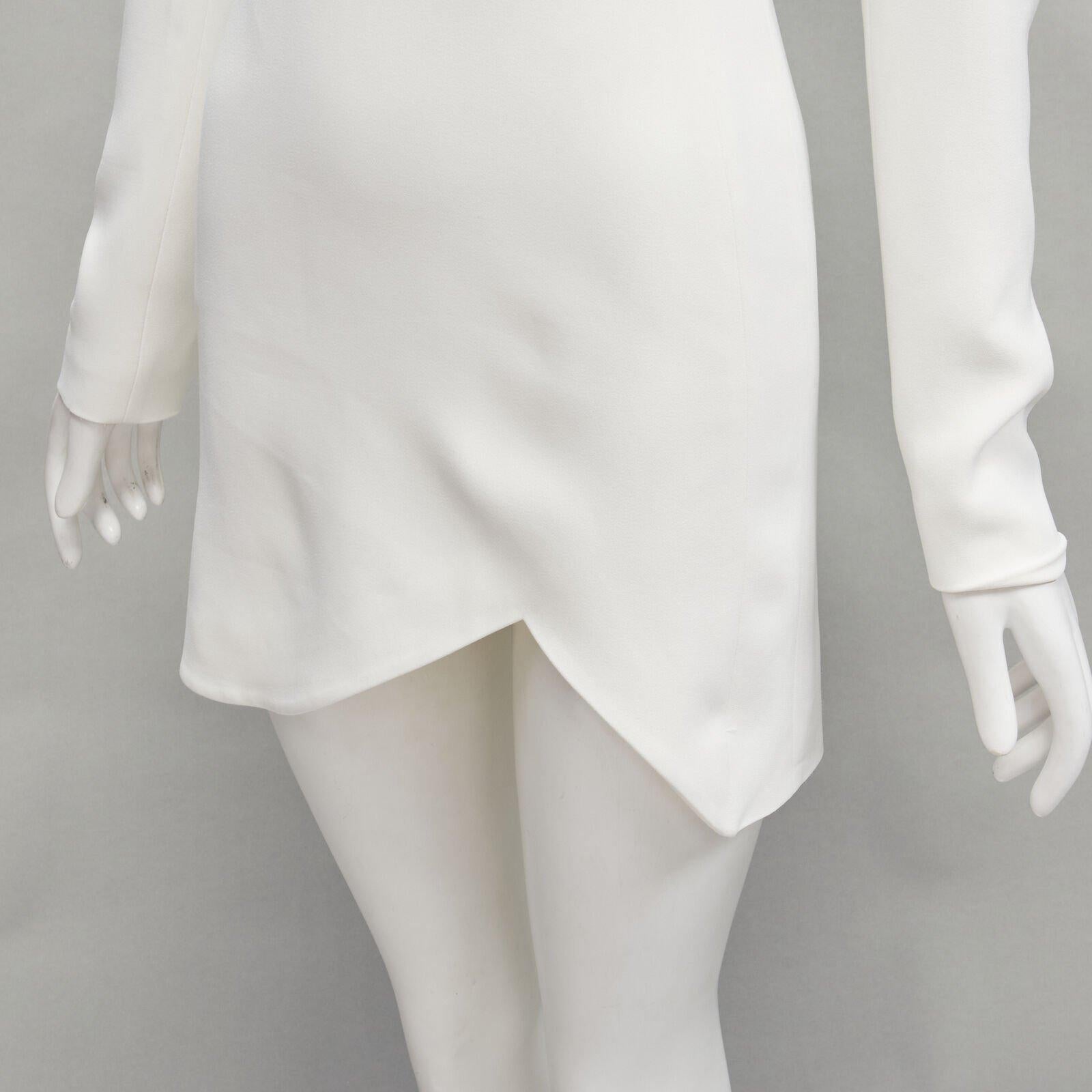 DAVID KOMA 2019 Pasarela lentejuelas plateadas off shoulder vestido dobladillo festoneado UK6 XS en venta 3