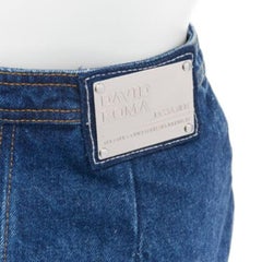 DAVID KOMA 2022, jupe boutonnée bleue en coton biologique avec logo floral argenté GB6 XS