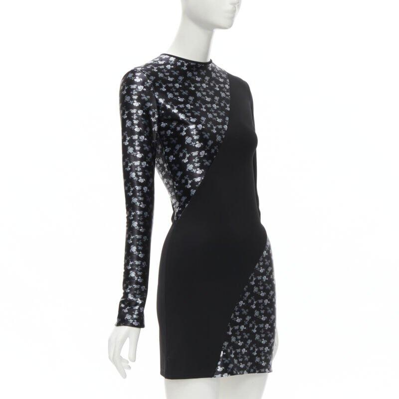 DAVID KOMA minivestido negro con estampado floral de mariposas y costura retorcida UK6 XS Negro en venta