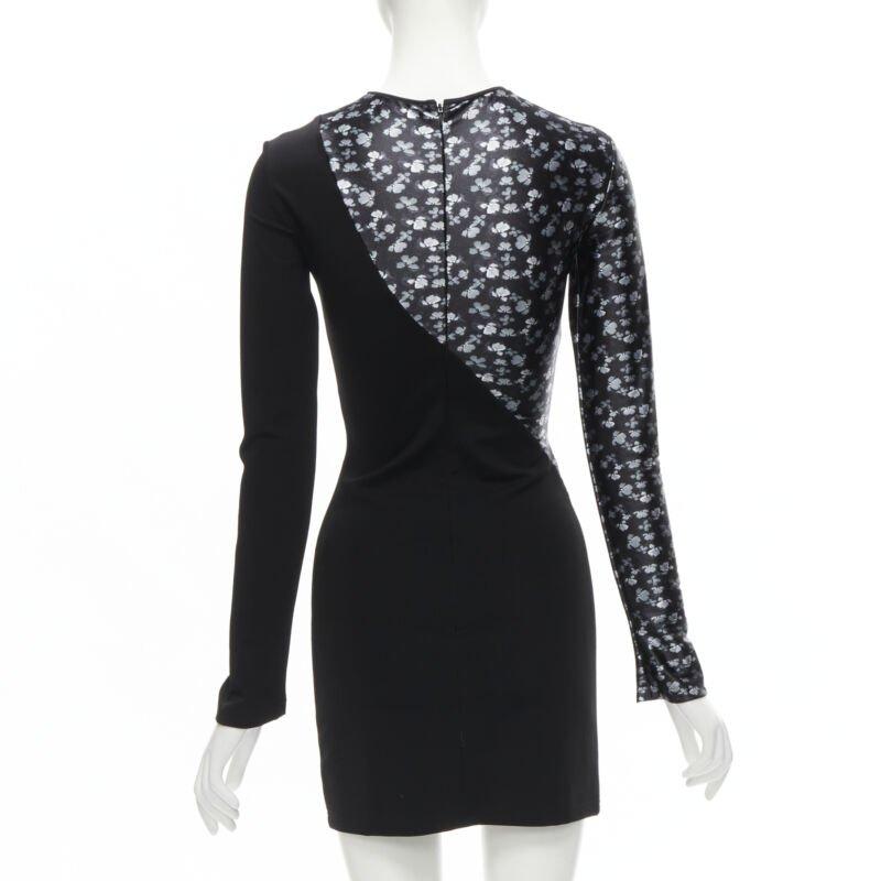 De las mujeres DAVID KOMA minivestido negro con estampado floral de mariposas y costura retorcida UK6 XS en venta