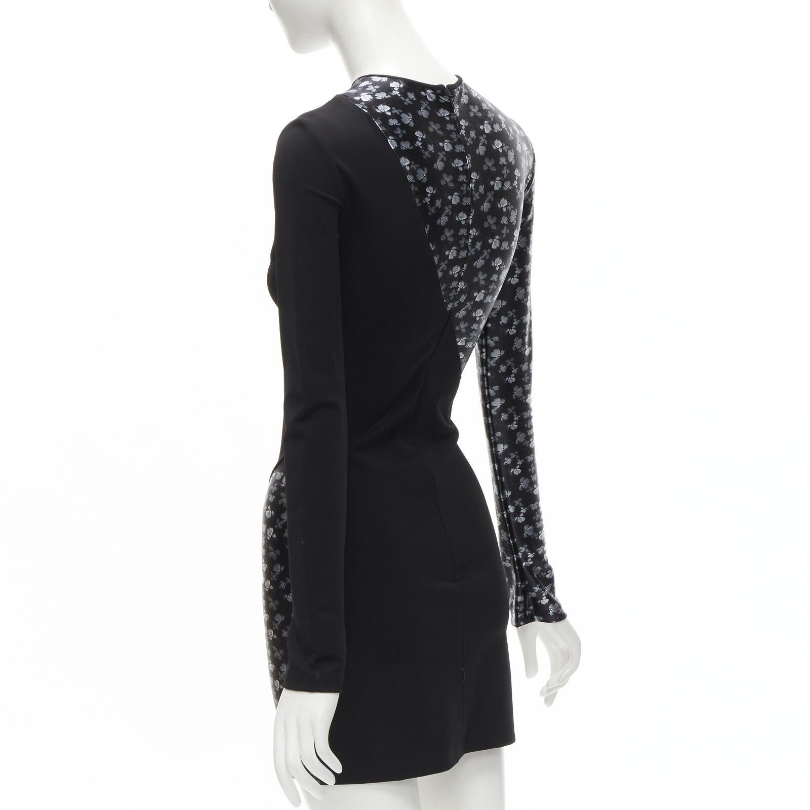 Black DAVID KOMA black butterfly floral print twist seam mini dress UK6 XS For Sale