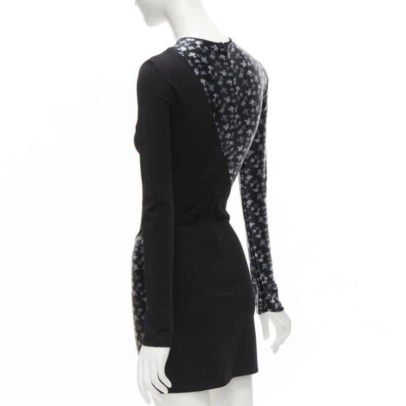 DAVID KOMA minivestido negro con estampado floral de mariposas y costura retorcida UK6 XS en venta 1