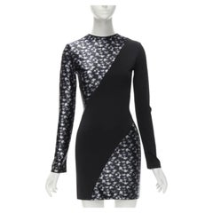 DAVID KOMA - Mini robe noire à imprimé floral papillon et couture torsadée UK6 XS