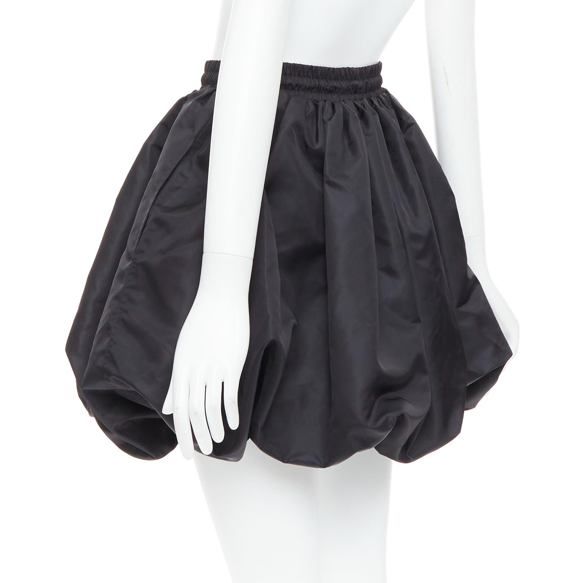 Women's DAVID KOMA black nylon bubble silver drawstring puffball skirt UK6 XS For Sale