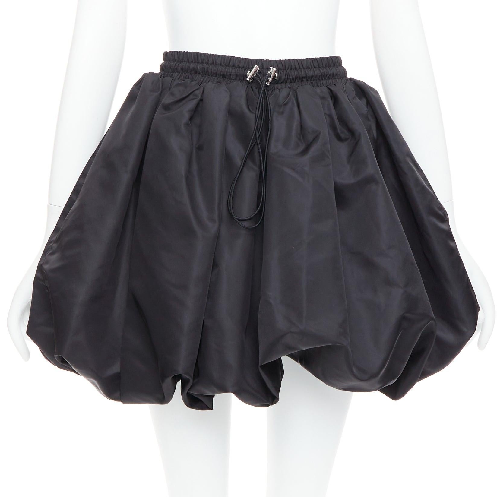 DAVID KOMA black nylon bubble silver drawstring puffball skirt UK6 XS For Sale 1