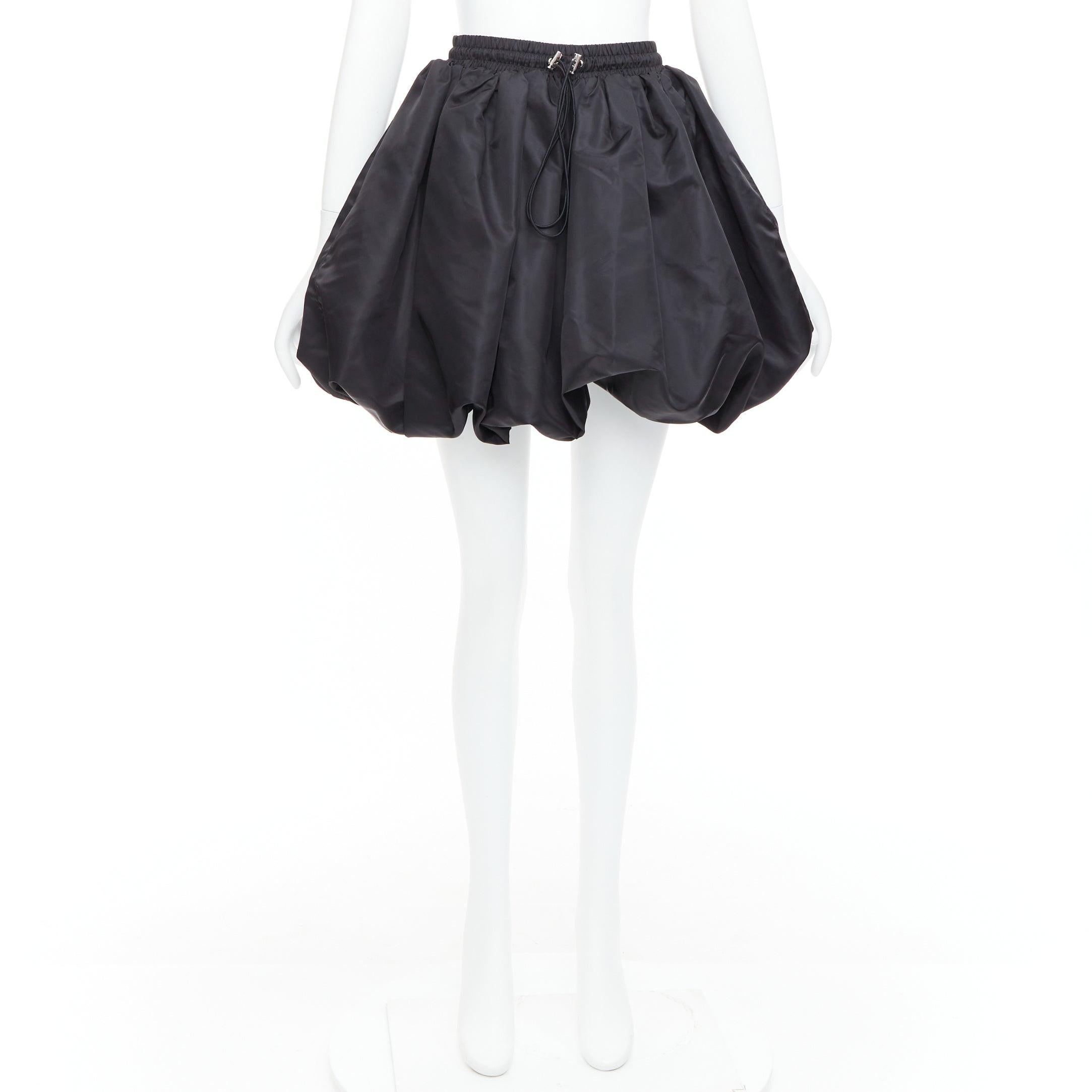 DAVID KOMA black nylon bubble silver drawstring puffball skirt UK6 XS For Sale 4