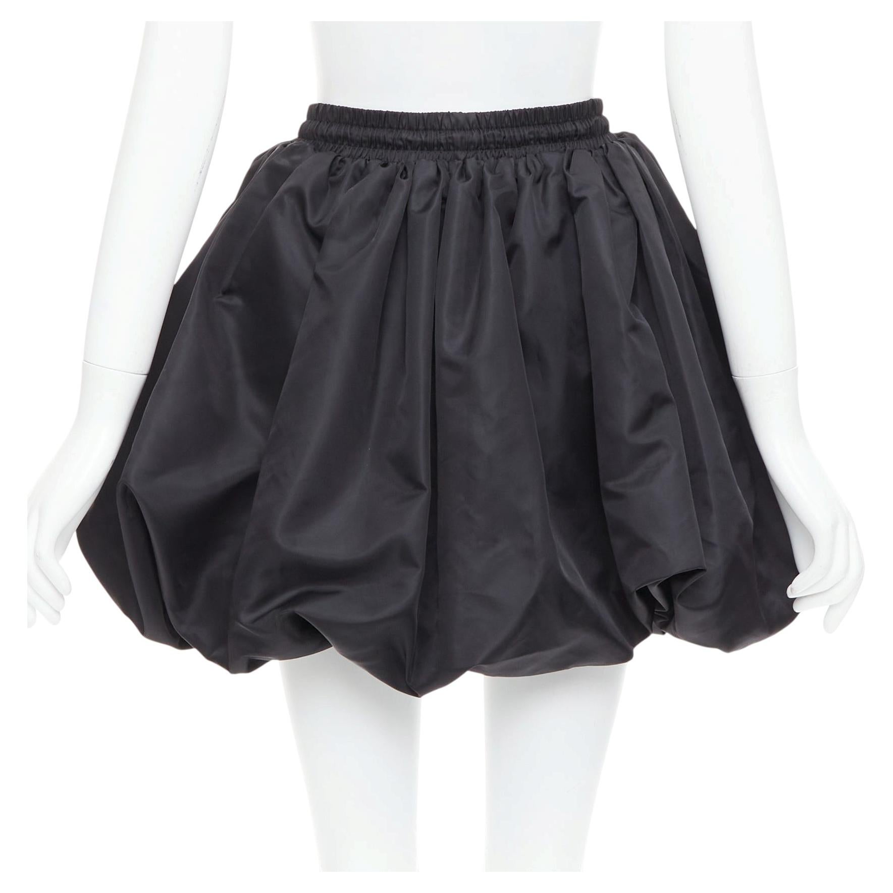 Pre-owned David Koma Black Nylon Bubble Silver Drawstring Puffball Skirt Uk6 Xs