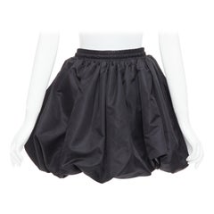 DAVID KOMA black nylon bubble silver drawstring puffball skirt UK6 XS