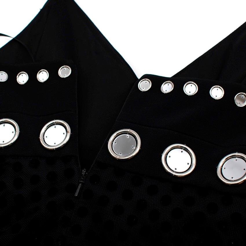 Women's or Men's David Koma Black & White Tulle Polka Dot Mirrored Embellished Dress - Size US 4 For Sale