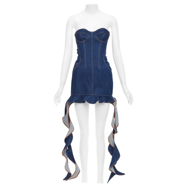 princess polly baby blue dress Shiny Denim Corset Dress Denim / Xs main image 0