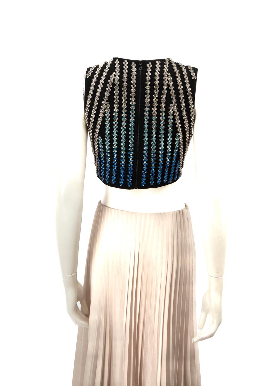 Black David Koma Crystal Embellished Crop Top Size M For Sale