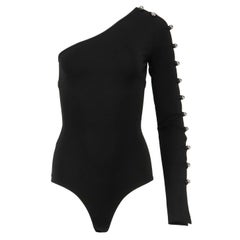David Koma One Shoulder Embellished Stretch Knit bodysuit UK 8