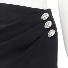 DAVID KOMA oversized crystal embellished black draped asymmetric skirt UK6 XS