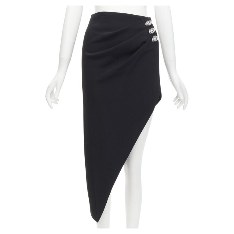 David Koma Crystal Embellished Asymmetric Scarf Dress Black Size 4 main image 1