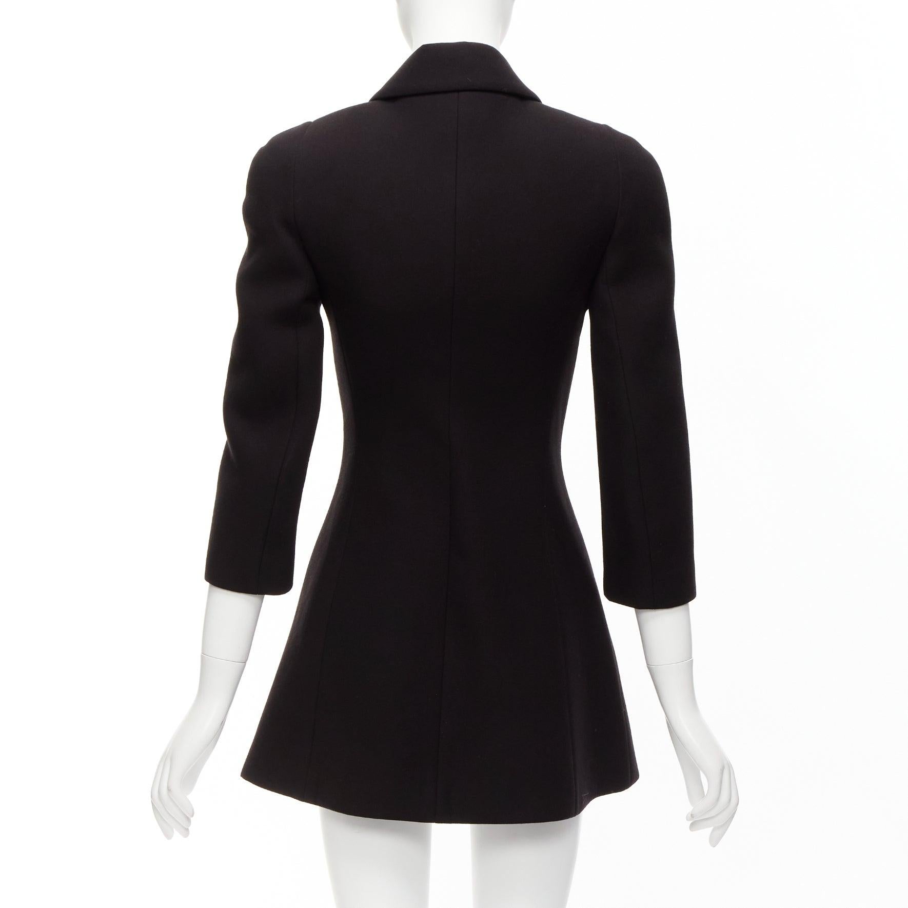 DAVID KOMA Runway Cady chunky chain trim black fit flare coat dress UK6 XS For Sale 2