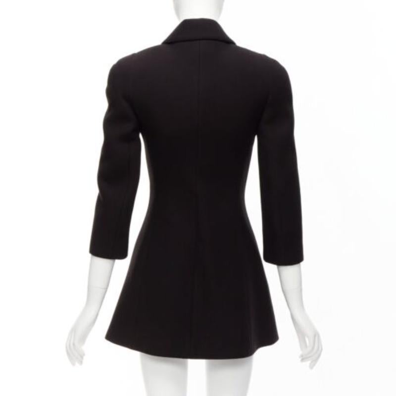DAVID KOMA Pasarela Cady ribeteado con cadena negro ajustado vestido acampanado UK6 XS en venta 1