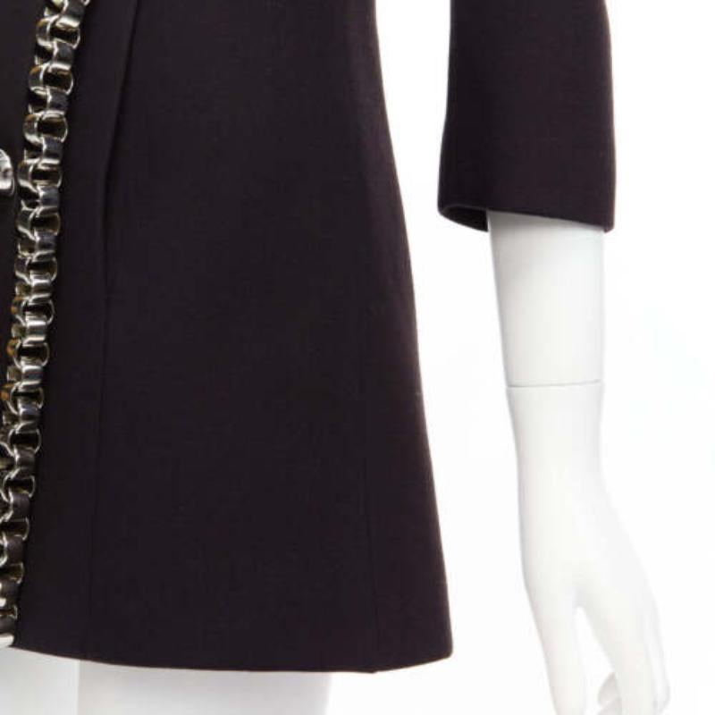 DAVID KOMA Pasarela Cady ribeteado con cadena negro ajustado vestido acampanado UK6 XS en venta 3