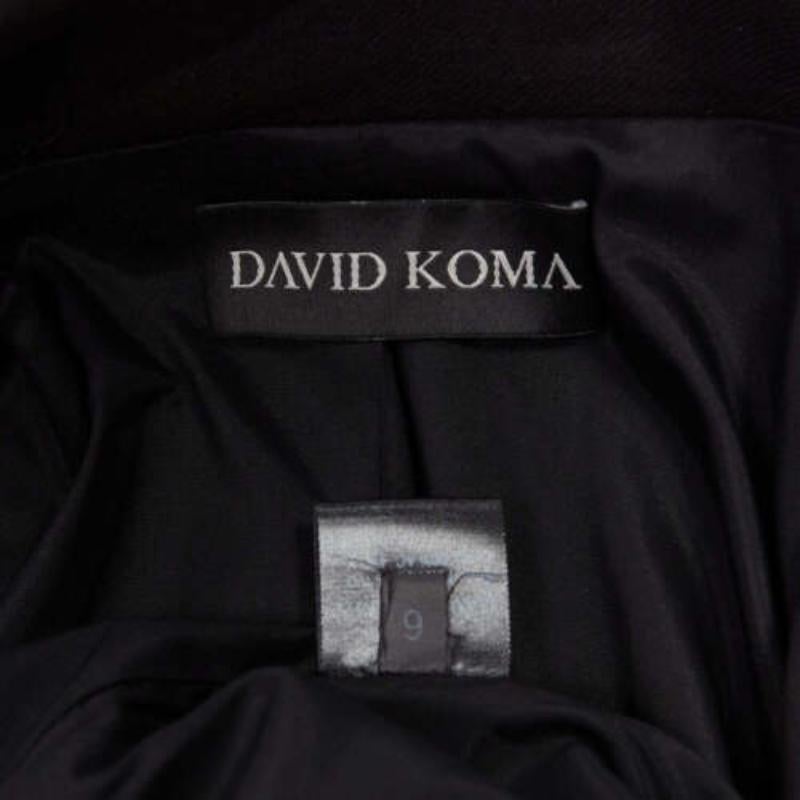 DAVID KOMA Pasarela Cady ribeteado con cadena negro ajustado vestido acampanado UK6 XS en venta 4