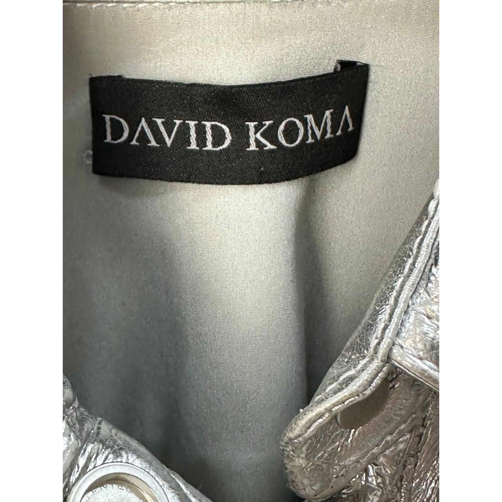 David Koma Camisa de cuero plateada S.6 Plata en venta