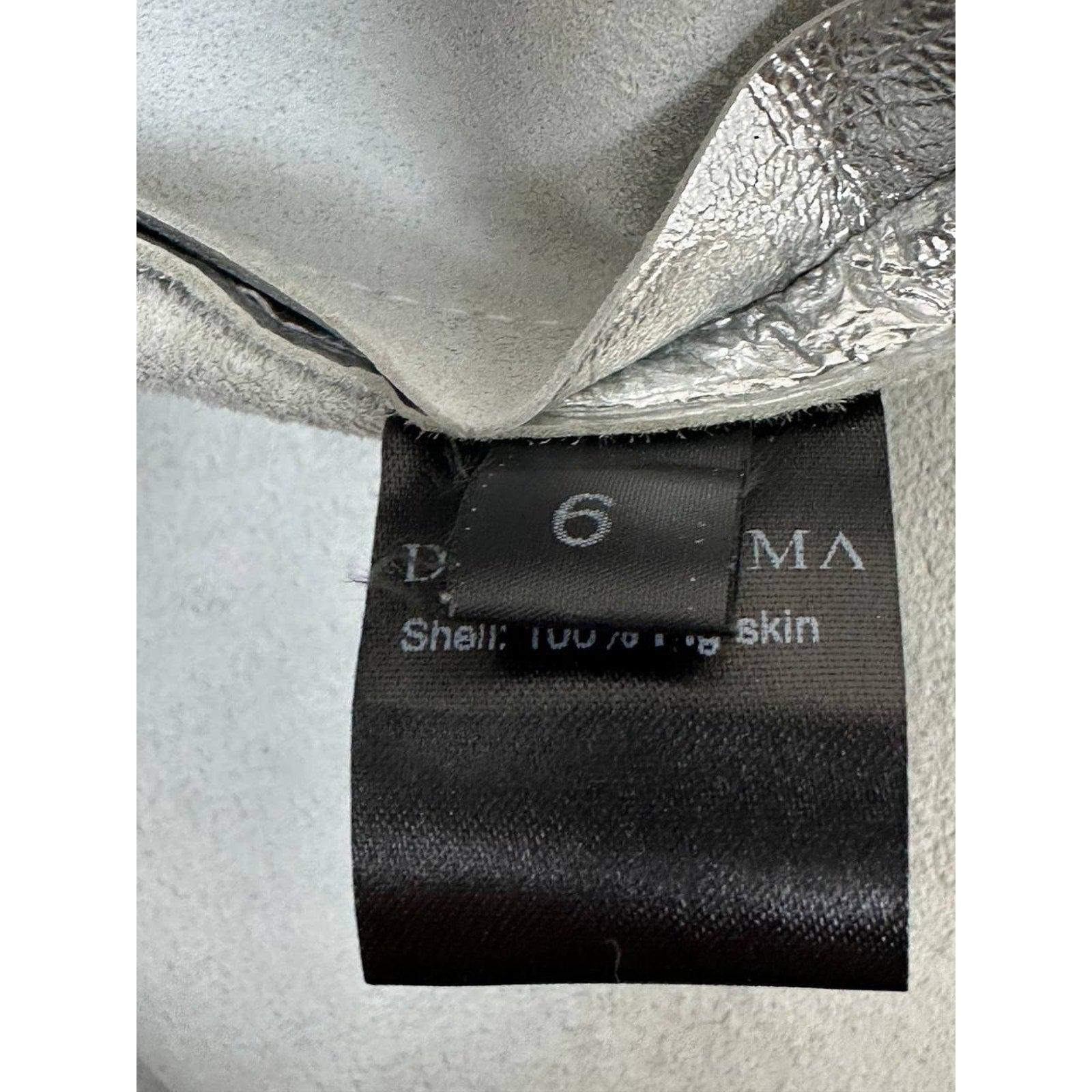 De las mujeres David Koma Camisa de cuero plateada S.6 en venta