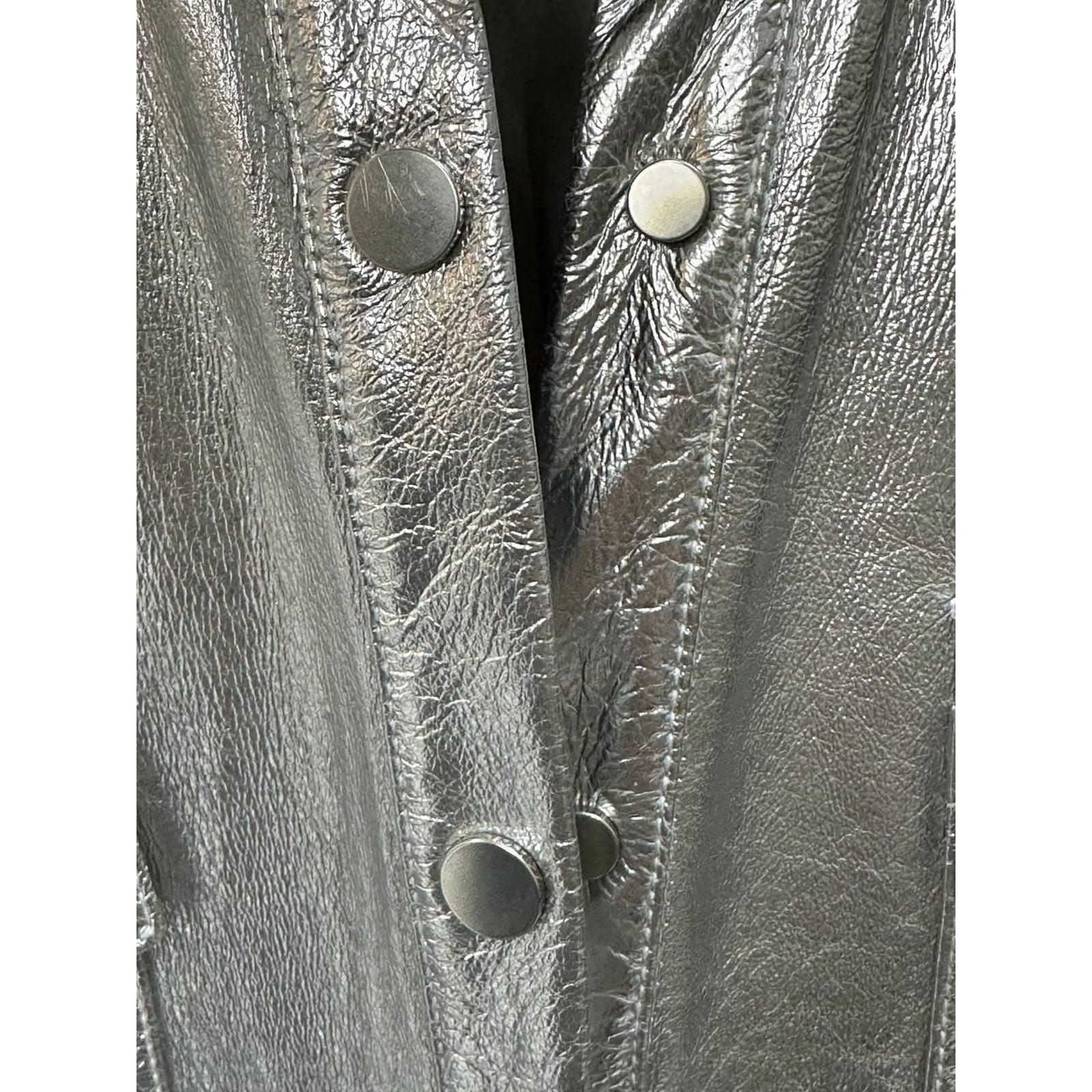 David Koma Camisa de cuero plateada S.6 en venta 1