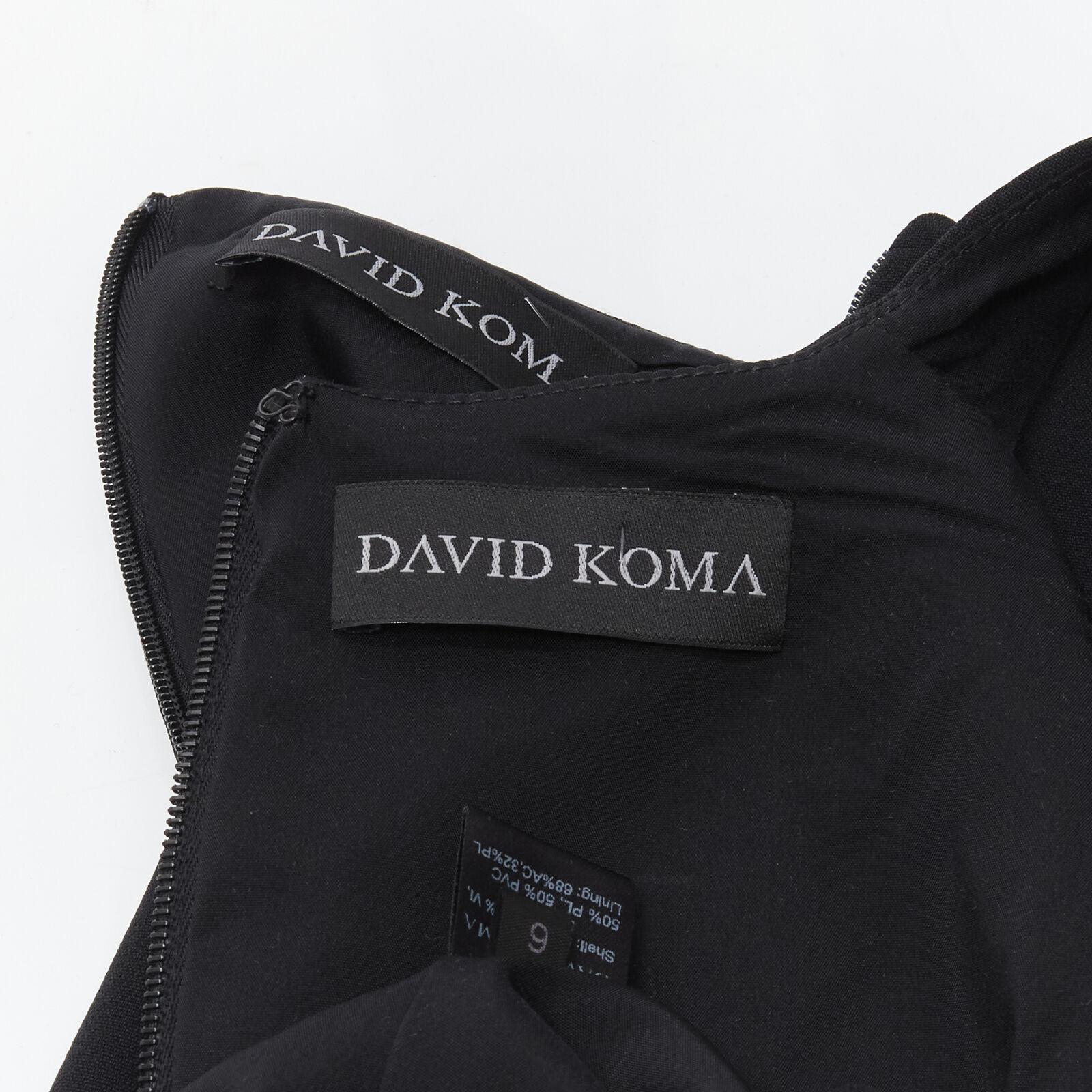 DAVID KOMA silver sequins midriff crop top asymmetric high slit skirt set UK6 XS For Sale 3