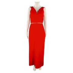 DAVID KOMA Größe 8, rot-silbernes, ärmelloses Abendkleid aus Wolle mit Reißverschlüssen